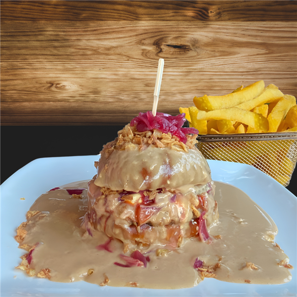 Sauce Burger and chips